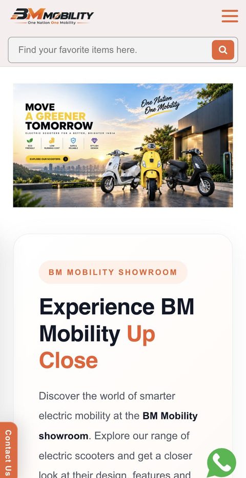 BM Mobility website on a phone