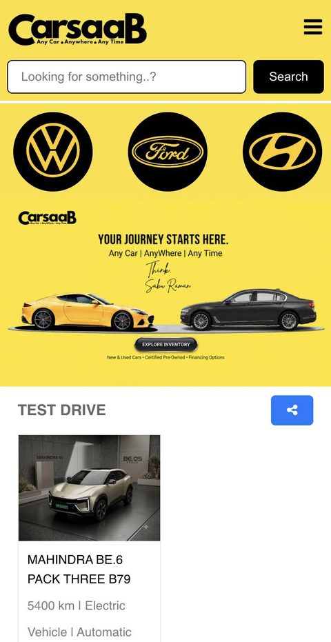 Carsaab website on a phone