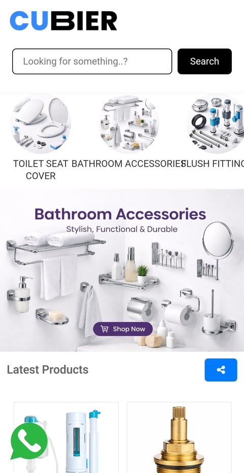 Cubier bathroom accessories catalogue website on a phone