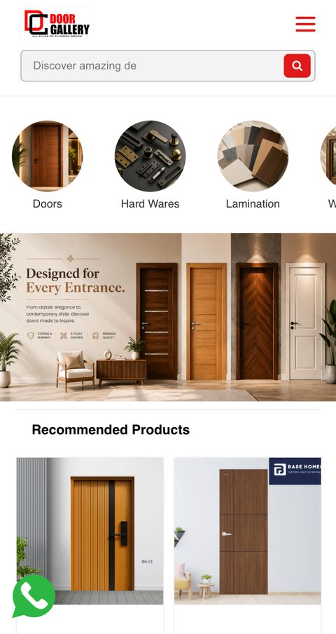 Door Gallery doors and interiors catalogue website on a phone