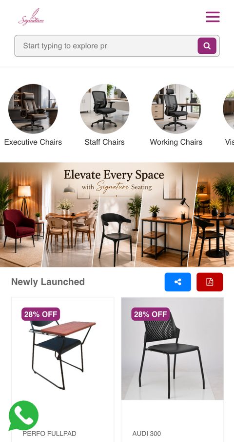 Like Signature furniture catalogue website on a phone