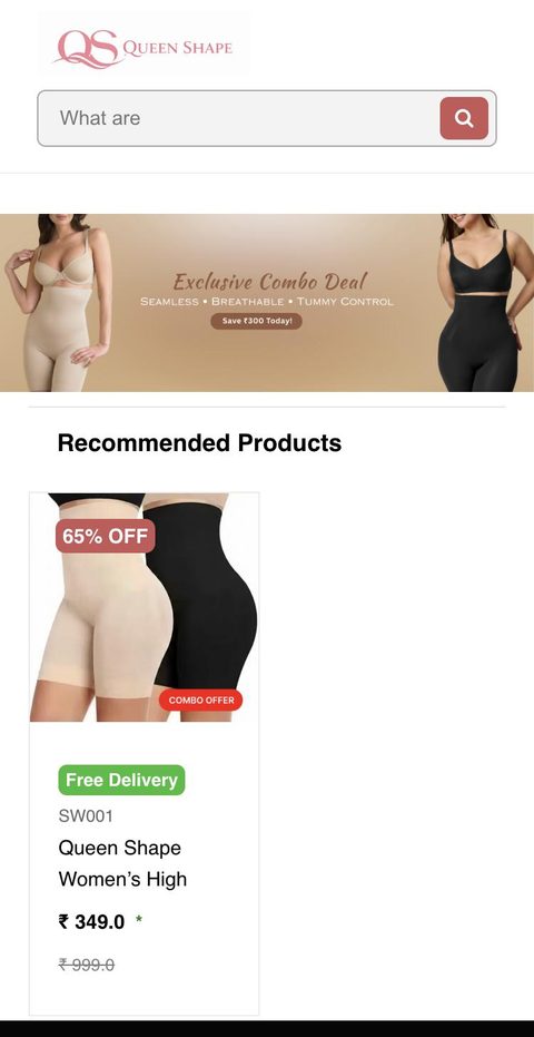 Queen Shape website on a phone