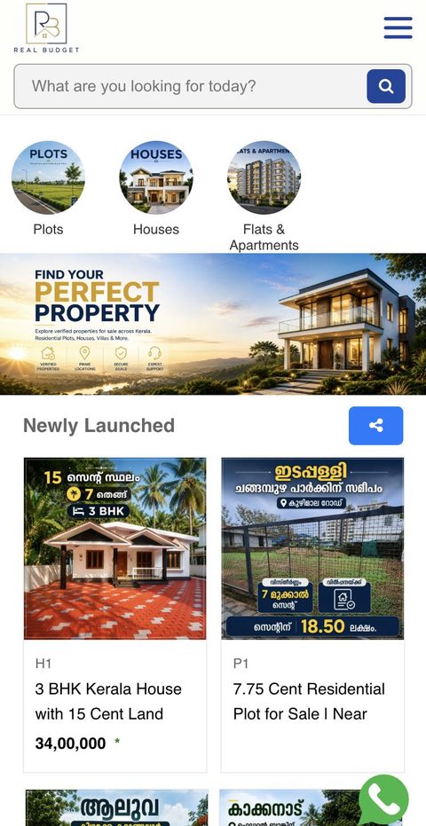 Real Budget Properties website on a phone