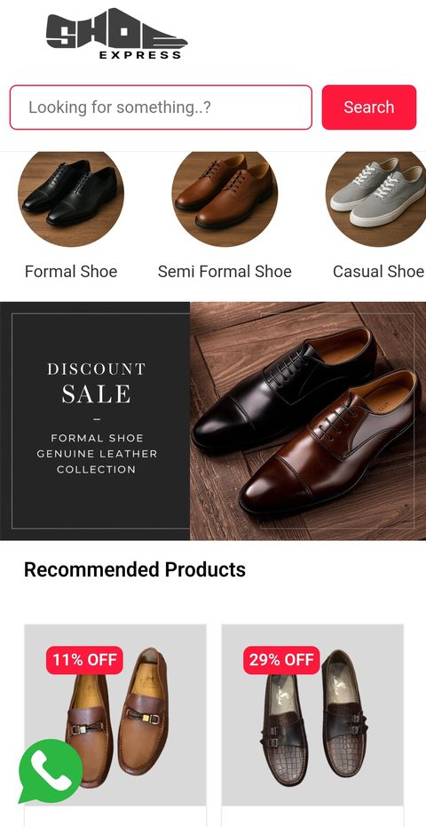 Shoe Express website on a phone