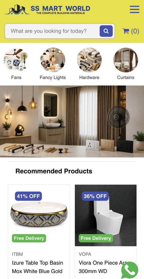 SS Mart World website on a phone