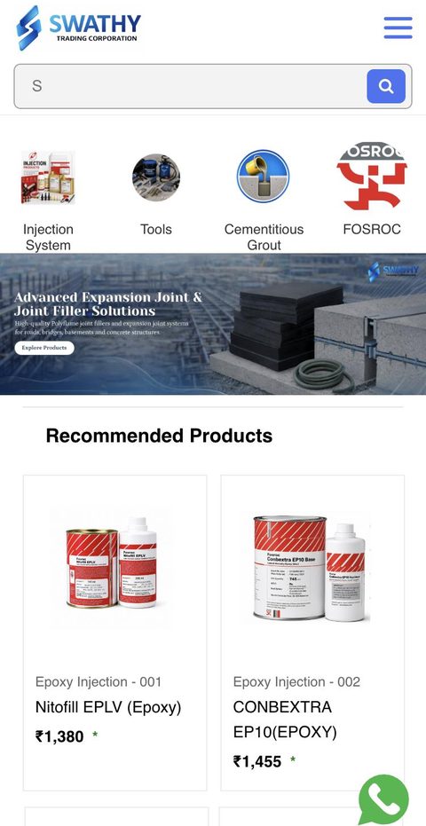 Swathy Trading Corporation website on a phone