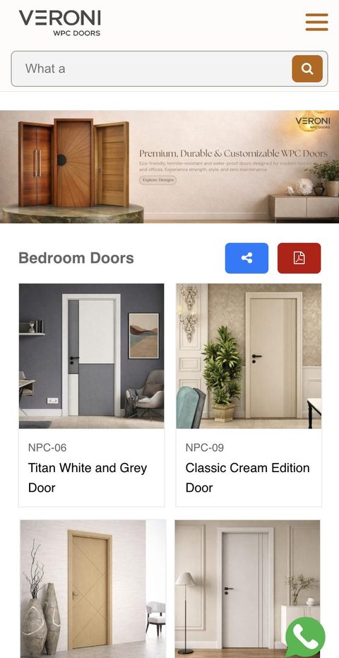 Veroni WPC Doors website on a phone